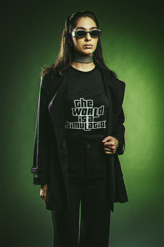 The World Is a Simulation (dark tee)